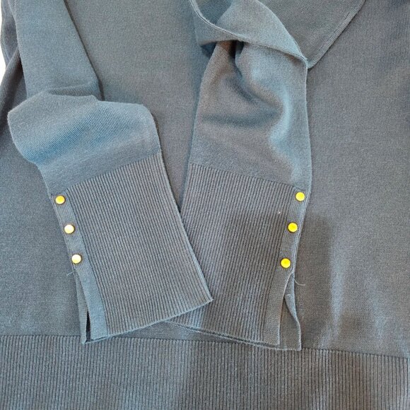 White House Black Market Blue Turtleneck Sweater XS Long Sleeve Button Cozy - Picture 5 of 10